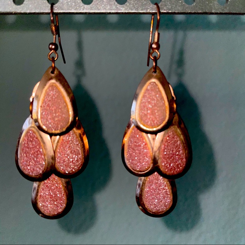 Sparkly Rose Gold Glitter Earrings from Charming Charlie